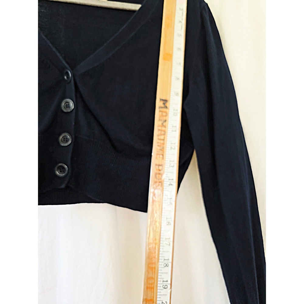 Line of Oslo Navy Blue Cropped Cardigan Peace Sign Cotton Sweater S - Picture 5 of 9